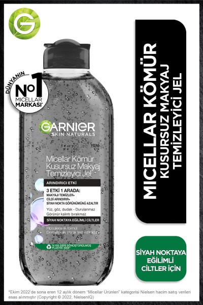 Garnier Micellar Kömür Kusursuz Makyaj Temizleyici Jel 400 ML