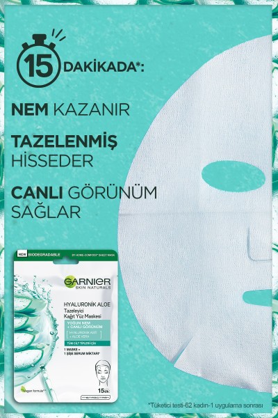 Garnier Hyaluronik Aloe Tazeleyici Kağıt Yüz Maskesi