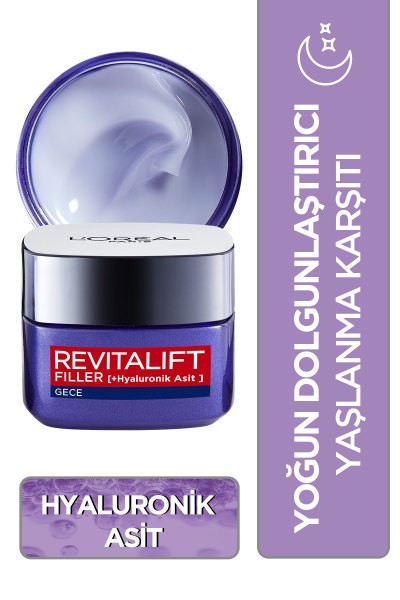 L'Oréal Paris Revitalift Filler Yoğun Dolgunlaştırıcı Yaşlanma Karşıtı Gece Kremi 50ml - Hyaluronik Asit