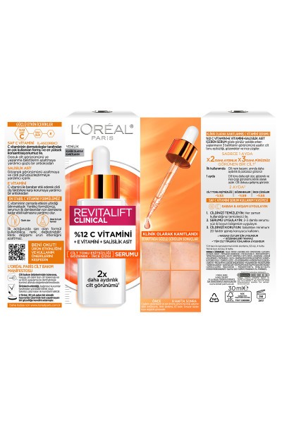 L'Oréal Paris Revitalift Clinical %12 Saf C Vitamini Aydınlatıcı, Ton Eşitleyici, Gözenek Karşıtı Serum 30 ml