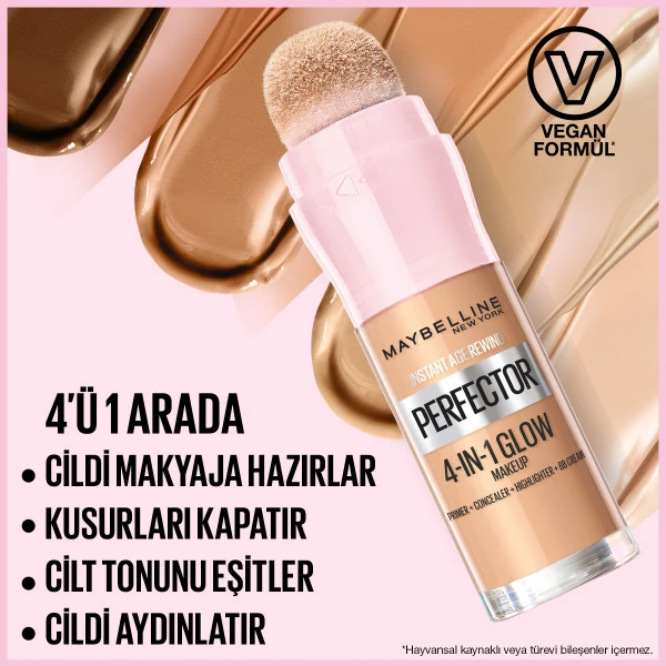 Maybelline New York Instant Perfector Glow 4 Etki 1 Arada Fondöten- 01 Light