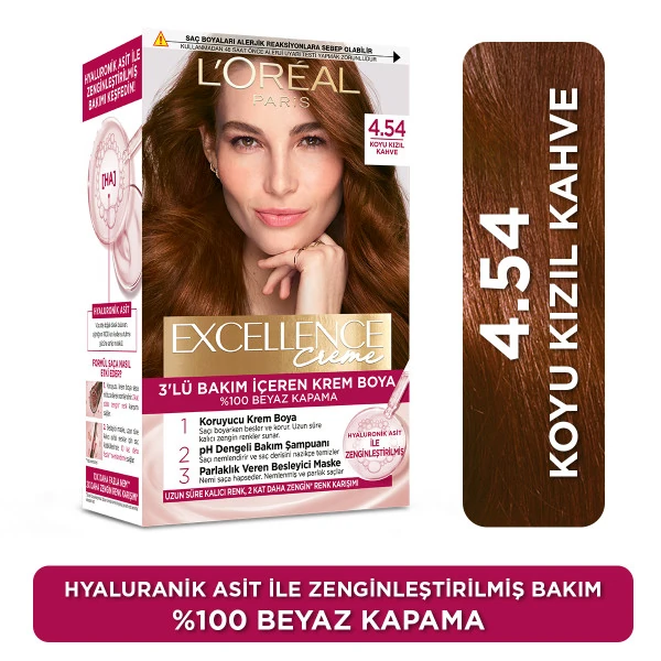 L’Oréal Paris Excellence Creme Saç Boyası 4.54 Koyu Kızıl Kahve