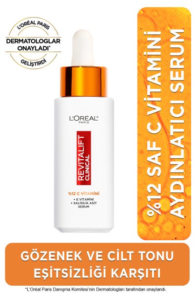 L'Oréal Paris Revitalift Clinical %12 Saf C Vitamini Aydınlatıcı, Ton Eşitleyici, Gözenek Karşıtı Serum 30 ml