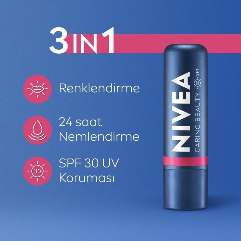 Nivea Caring Beauty Lip Cheek SPF 30 - Yanak ve Dudak Renklendirici Pink 4.8g