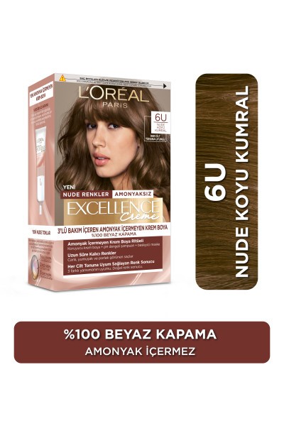 L’Oréal Paris Excellence Creme Nude Renkler Saç Boyası – 6U Nude Koyu Kumral