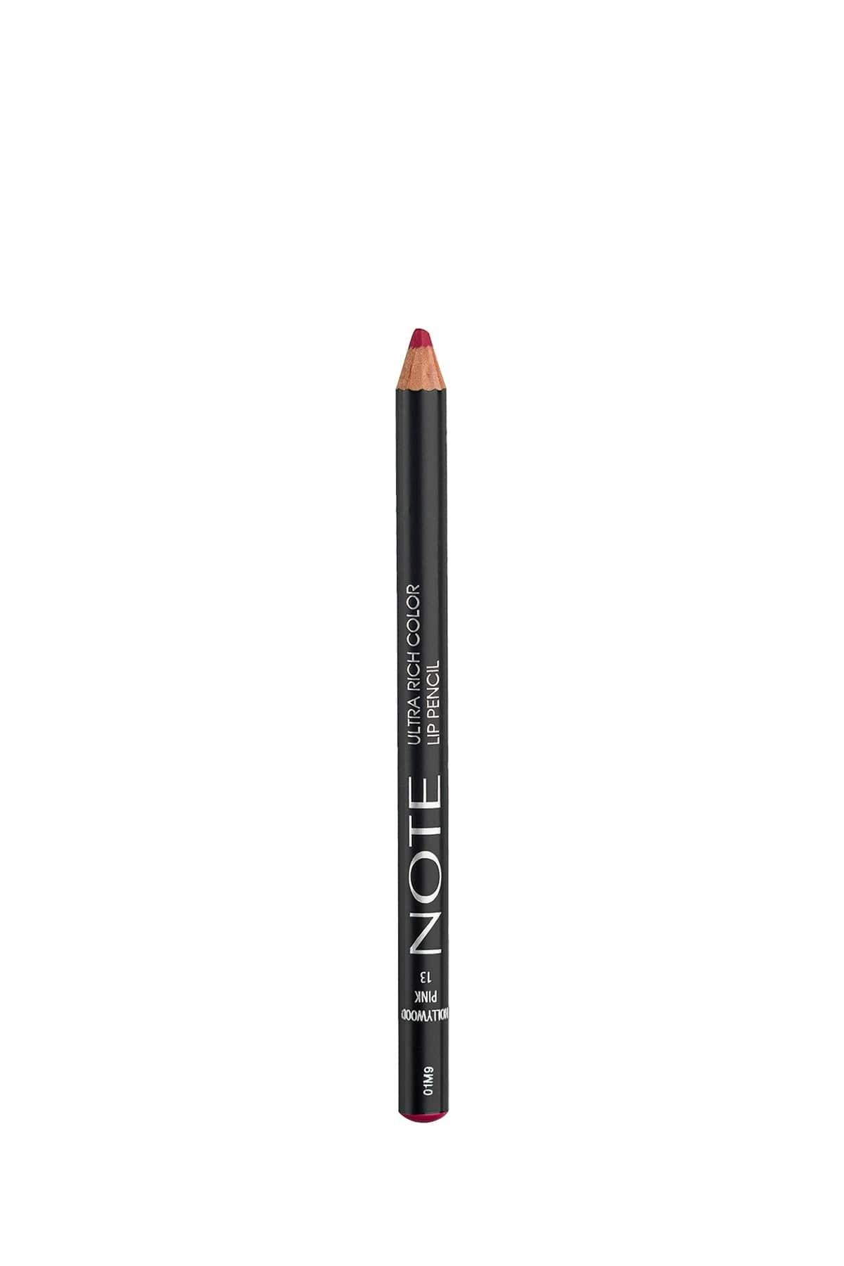 Note Ultra Rich Color Lip Pencil 13 Hollywood Pink Dudak Kalemi - Pembe