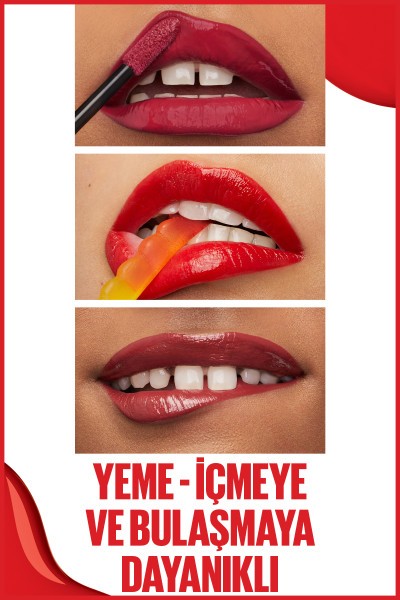 Maybelline New York Super Stay Vinyl Ink Uzun Süre Kalıcı Likit Parlak Ruj 100 Charmed