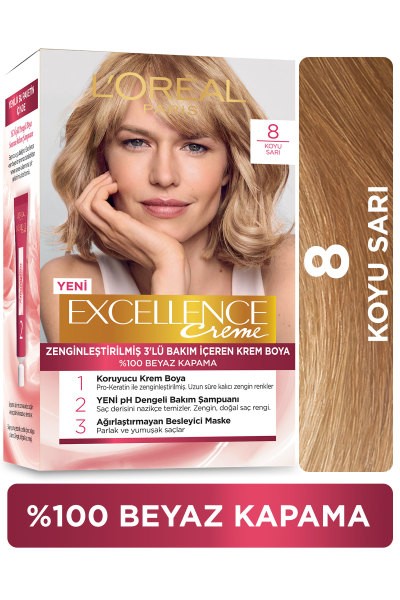 L’Oréal Paris Excellence Creme 8 Koyu Sarı Saç Boyası