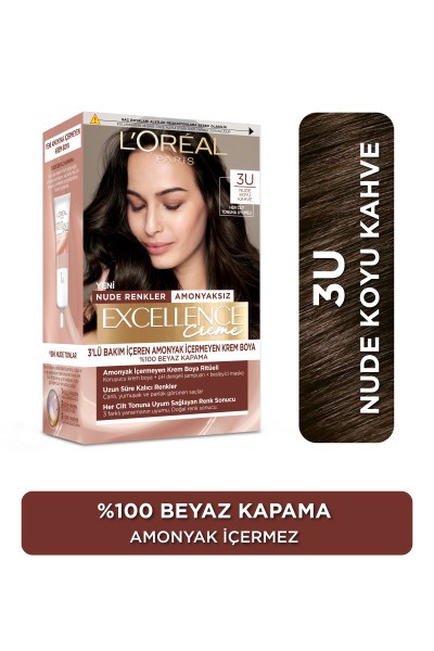 L’Oréal Paris Excellence Creme Nude Renkler Saç Boyası – 3U Nude Koyu Kahve