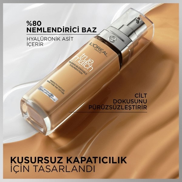 L'Oréal Paris True Match Bakım Yapan Fondöten - 3W Sıcak Alt Ton