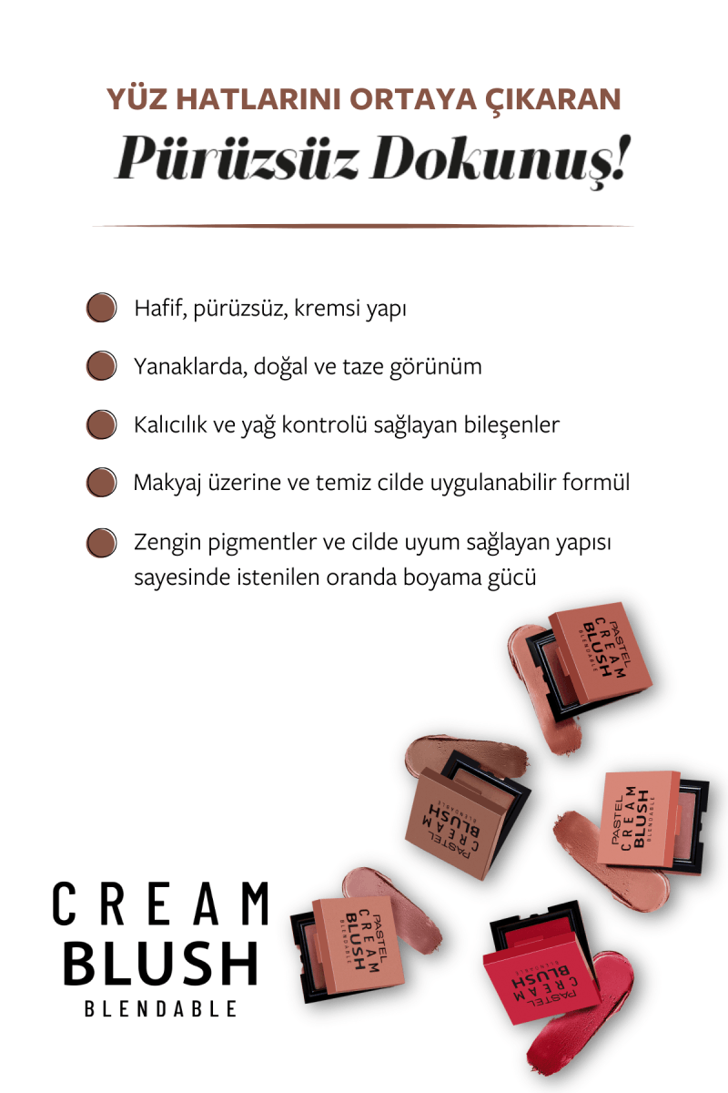 Pastel Cream Blush - Krem Allık 43 Scarlett
