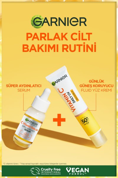 Garnier C Vitamini Parlak Günlük UV Korumalı Güneş Yüz Kremi Işıltılı Doku SPF50+ 40ml