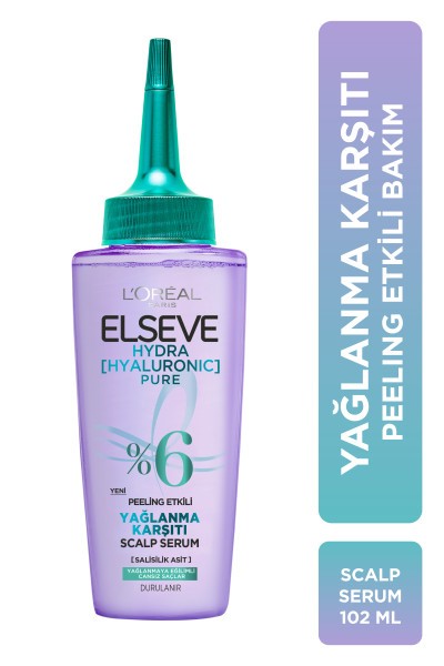 L'Oréal Paris Elseve Hydra [Hyaluronic] Pure Salisilik Asit İçeren Yağlanma Karşıtı Peeling Etkili Saç Derisi Serumu 102ml