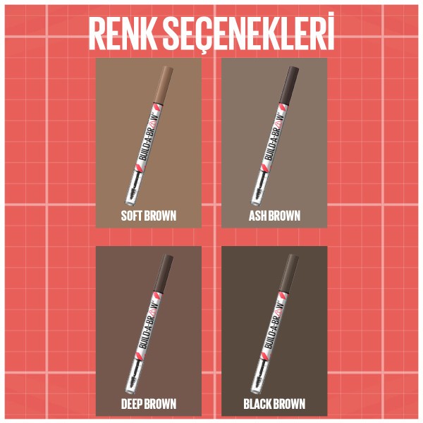 Maybelline New York Build a Brow 2in1 Kaş Kalemi ve Jeli Ash Brown