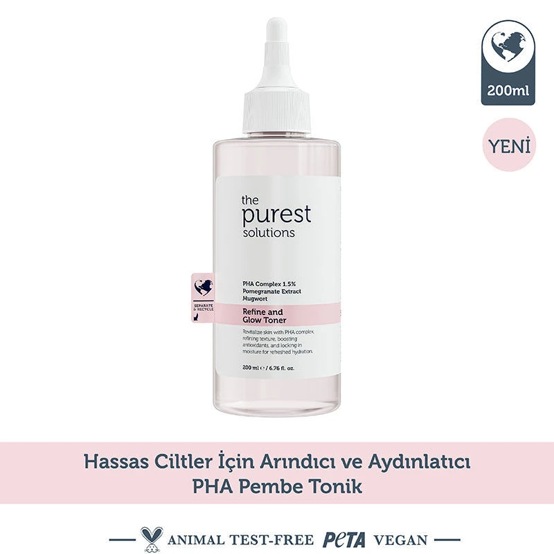 The Purest Solutions Hassas Ciltler İçin Arındırıcı ve Aydınlatıcı PHA Pembe Tonik 200 ml