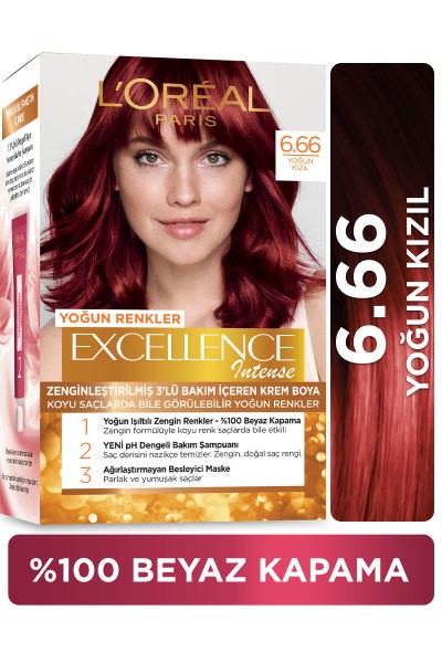 L'Oréal Paris Excellence Intense Saç Boyası - 6.66 Yoğun Kızıl