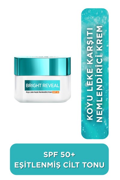 L'Oréal Paris Bright Reveal Koyu Leke Karşıtı, Cilt Tonu Eşitleyici Spf50 Nemlendirici Krem Niasinamid 50ml