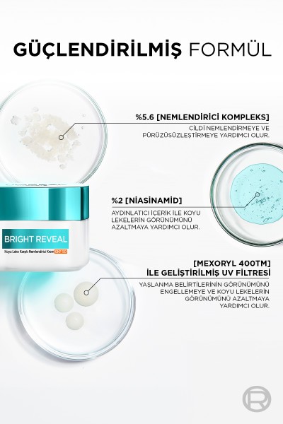 L'Oréal Paris Bright Reveal Koyu Leke Karşıtı, Cilt Tonu Eşitleyici Spf50 Nemlendirici Krem Niasinamid 50ml