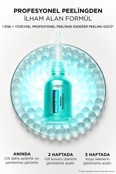 L'Oréal Paris Bright Reveal Koyu Lekelere Karşı Hızlı Etkili Yenileyici Peeling Serum 25% [AHA + BHA + PHA] 25ml