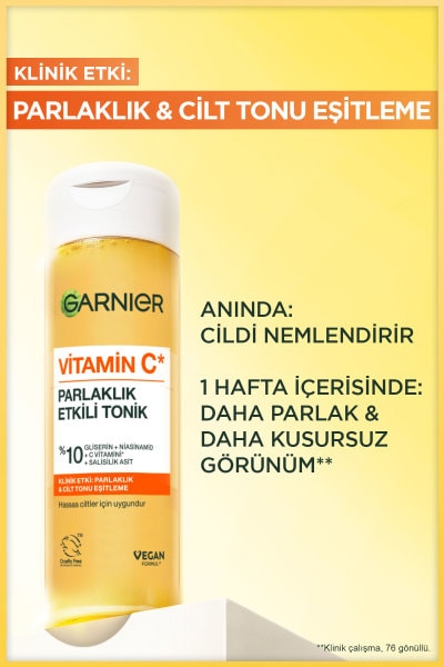 Garnier Vitamin C Parlaklık Etkili Tonik // Gliserin, Niasinamid, Salisilik Asit 120 ML