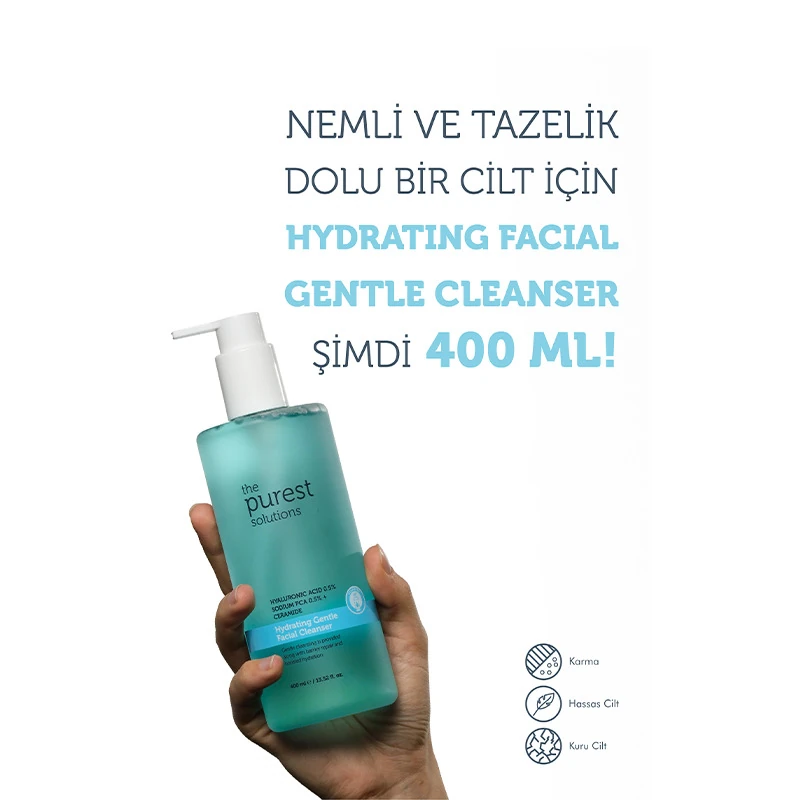 The Purest Solutions Kuru ve Karma Ciltler İçin Hyalüronik Asit Yüz Temizleme Jeli 400 ml