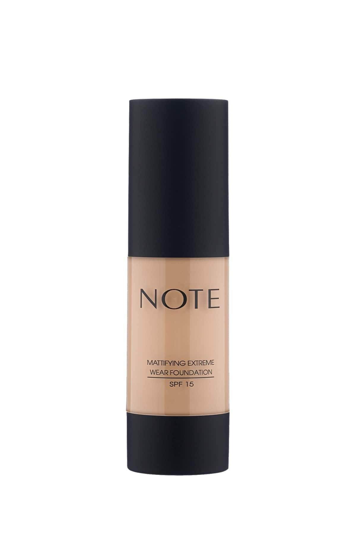 Note Mattifying Extreme Wear 02 Natural Beige Mat Bitişli SPF 15 Kapatıcı Fondöten
