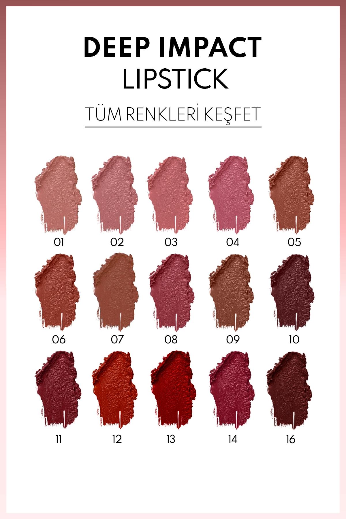 Note Deep Impact Lipstick 13 Impressive Red Kremsi Dokulu Yarı Parlak Ruj - Kırmızı