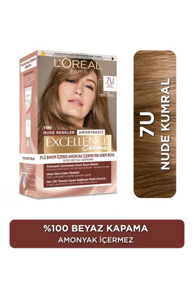 L’Oréal Paris Excellence Creme Nude Renkler Saç Boyası – 7U Nude Kumral