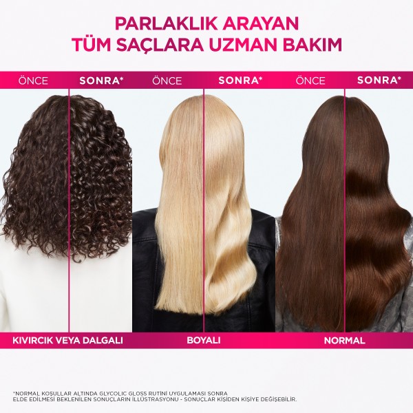 L'Oréal Paris Elseve Glycolic Gloss Mükemmel Parlaklık için Pürüzsüzleştirici Saç Kremi 150ml