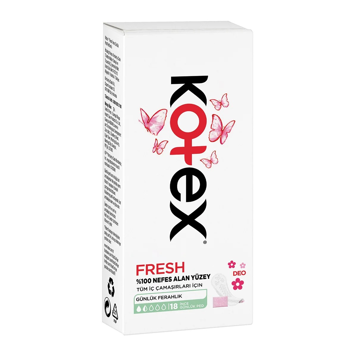 Kotex İnce Günlük Ped Parfümsüz 18'li