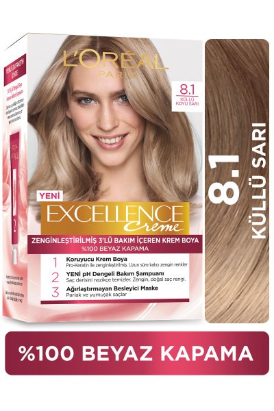L’Oréal Paris Excellence Creme 8.1 Küllü Koyu Sarı Saç Boyası