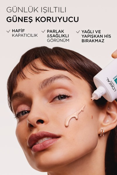 L'Oréal Paris Bright Reveal Spf 50+ Koyu Leke Karşıtı Renkli Fluid Günlük Yüz Güneş Kremi 50ml - Light