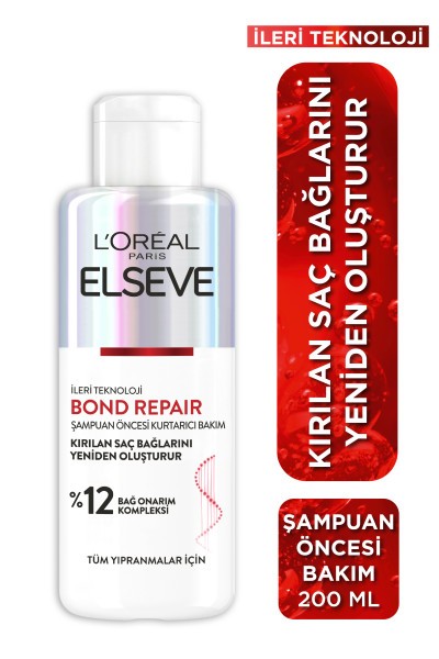 L'Oréal Paris Bond Repair Tüm Yıpranmalar için Saç Bağlarını Yeniden Oluşturan Şampuan Öncesi Kurtarıcı Bakım 200ML