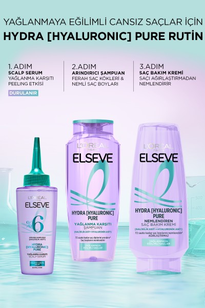 L'Oréal Paris Elseve Hydra [Hyaluronic] Pure Salisilik Asit İçeren Yağlanma Karşıtı Peeling Etkili Saç Derisi Serumu 102ml