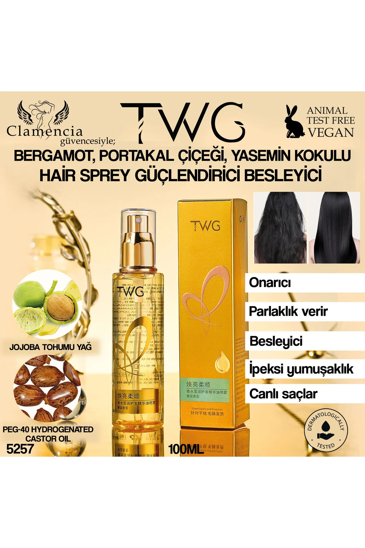 Parfüm Özlü Saç Yatıştırıcı Yağ Spreyi 100ml