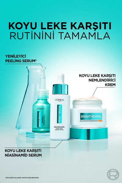 L'Oréal Paris Bright Reveal Koyu Leke Karşıtı, Cilt Tonu Eşitleyici Spf50 Nemlendirici Krem Niasinamid 50ml