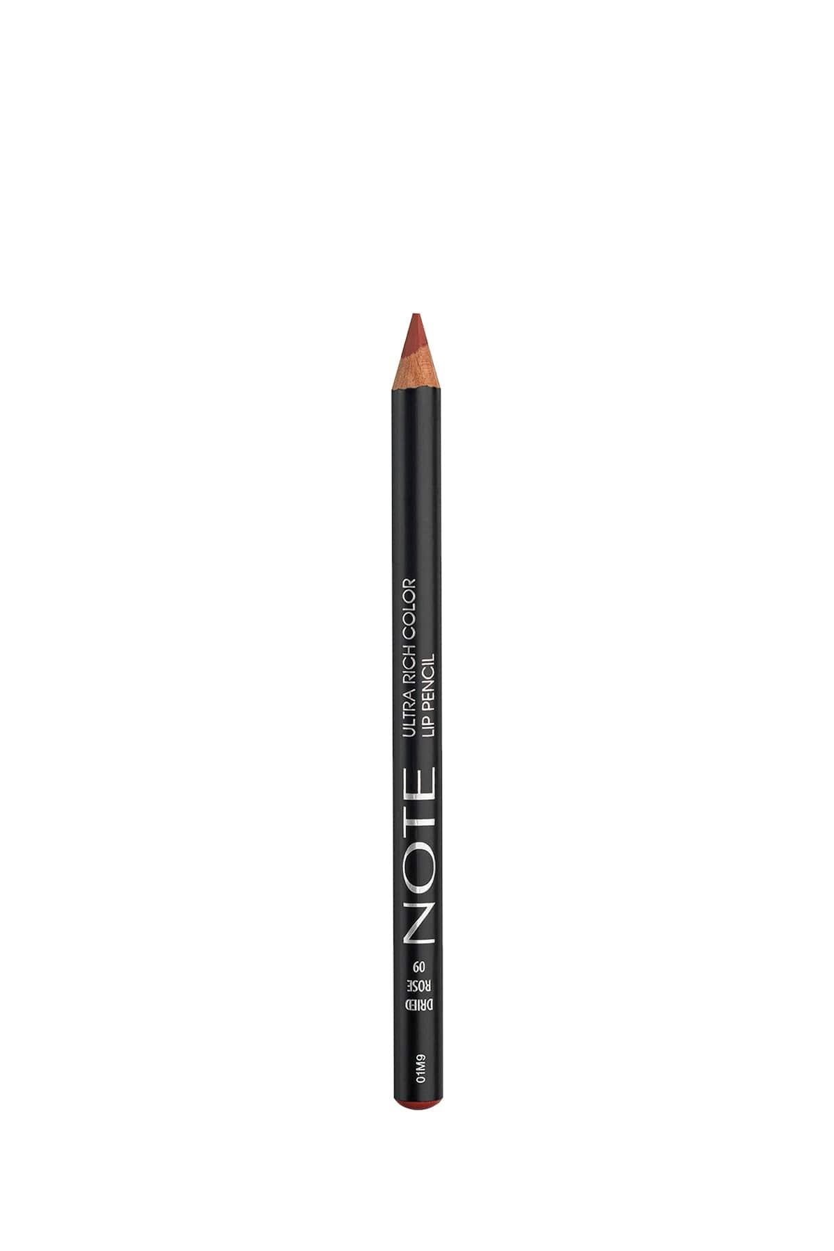 Note Ultra Rich Color Lip Pencil 09 Dried Rose Dudak Kalemi - Nude