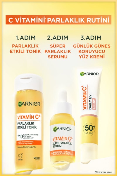 Garnier Vitamin C Parlaklık Etkili Tonik // Gliserin, Niasinamid, Salisilik Asit 120 ML