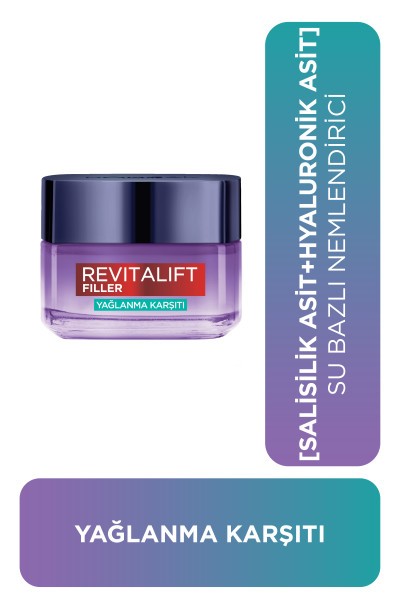 L'Oréal Paris Revitalift Filler Yağlanma Karşıtı Su Bazlı Nemlendirici Jel Krem - Salisilik Asit & Hyaluronik Asit