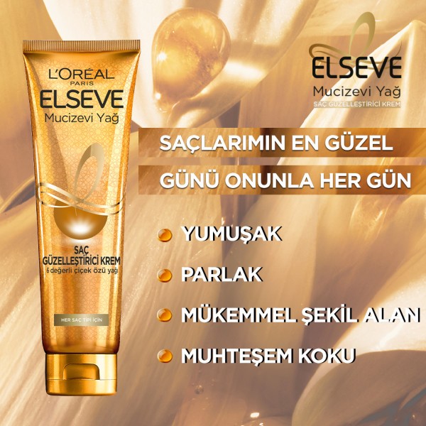 L'Oréal Paris Elseve Mucizevi Yağ Saç Güzelleştirici Krem 150 ml - Kuru ve Sert Saçlar
