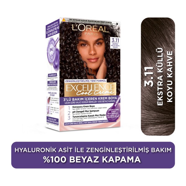 L’Oréal Paris Excellence Cool Creme 3.11 Ekstra Küllü Koyu Kahve Saç Boyası
