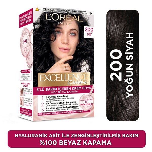 L’Oréal Paris Excellence Creme Saç Boyası 200 Yoğun Siyah Saç Boyası