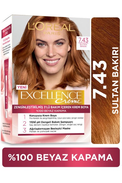 L’Oréal Paris Excellence Creme 7.43 Sultan Bakırı Saç Boyası