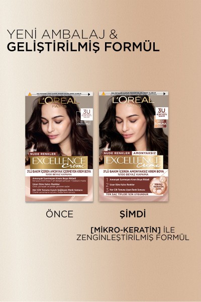 L’Oréal Paris Excellence Creme Nude Renkler Saç Boyası – 6U Nude Koyu Kumral