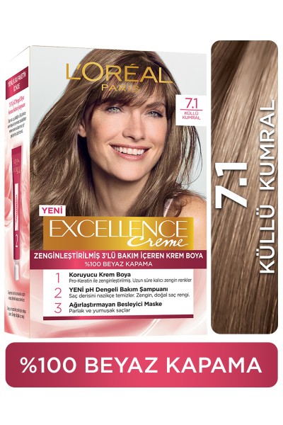 L’Oréal Paris Excellence Creme 7.1 Küllü Kumral Saç Boyası