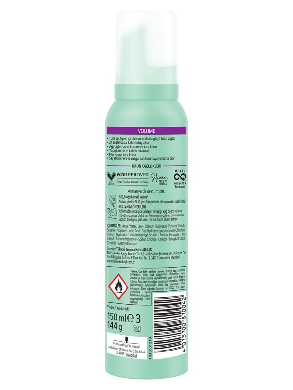 Taft Saç Köpüğü Volume 150 ml 
