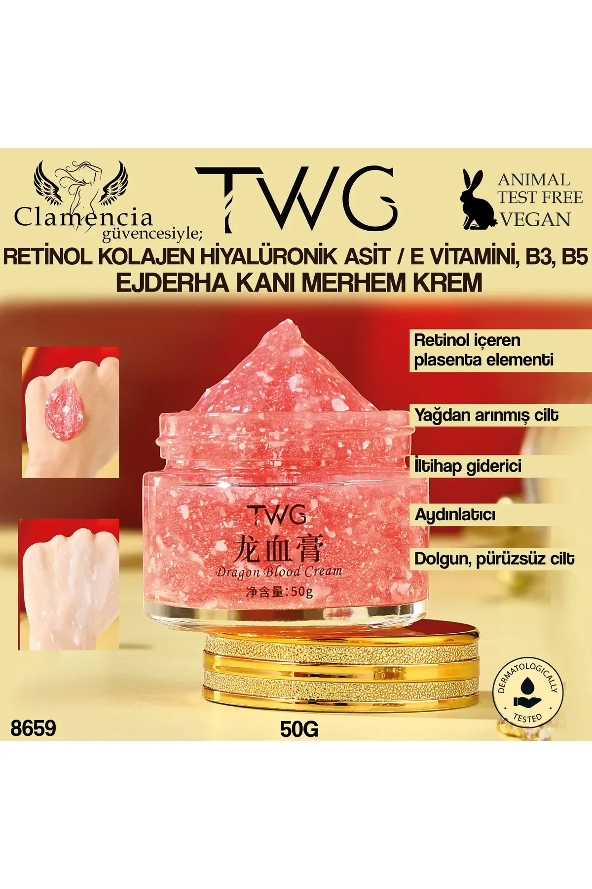 Dragon Blood Krem Ejderha Kanı Bitkisi,Collagen, Vitamin E,B3,B5,Retinol