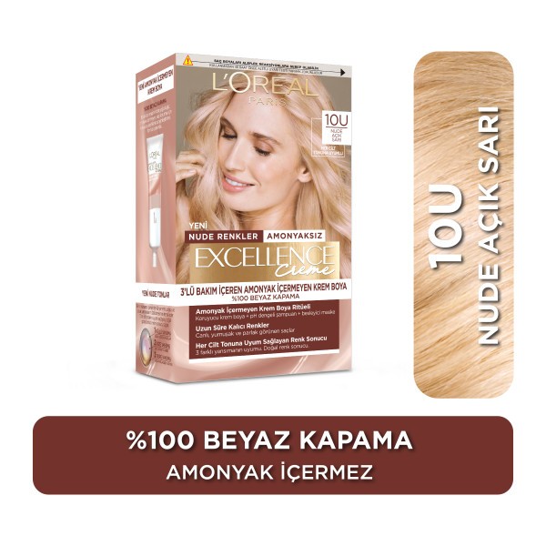 L’Oréal Paris Excellence Creme Nude Renkler Saç Boyası – 10U Nude Açık Sarı