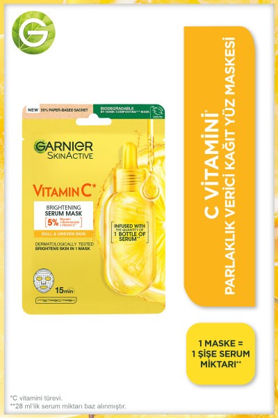 Garnier C Vitamini Parlaklık Verici Kağıt Yüz Maskesi
