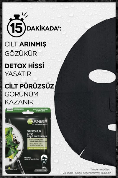Garnier Saf Kömür Siyah Yosun Gözenek Sıkılaştırıcı Kağıt Yüz Maskesi